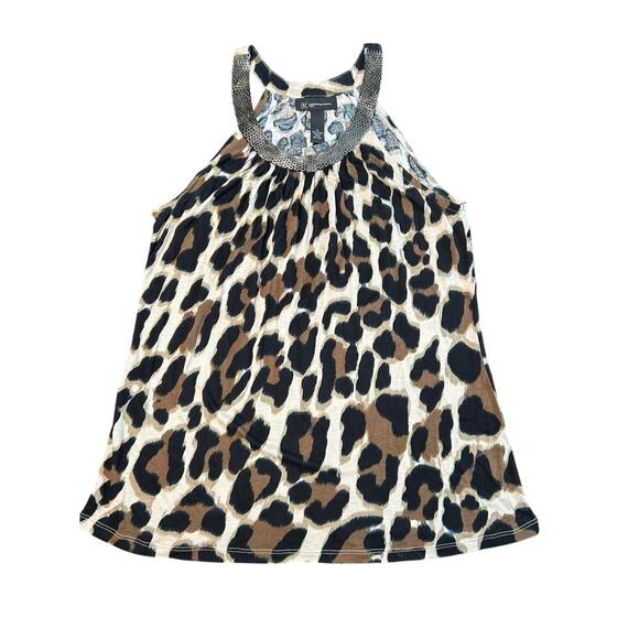 INC Brand- Y2K- beaded neck- tank top- cheetah print- sleeveless- animal print - Picture 1 of 5